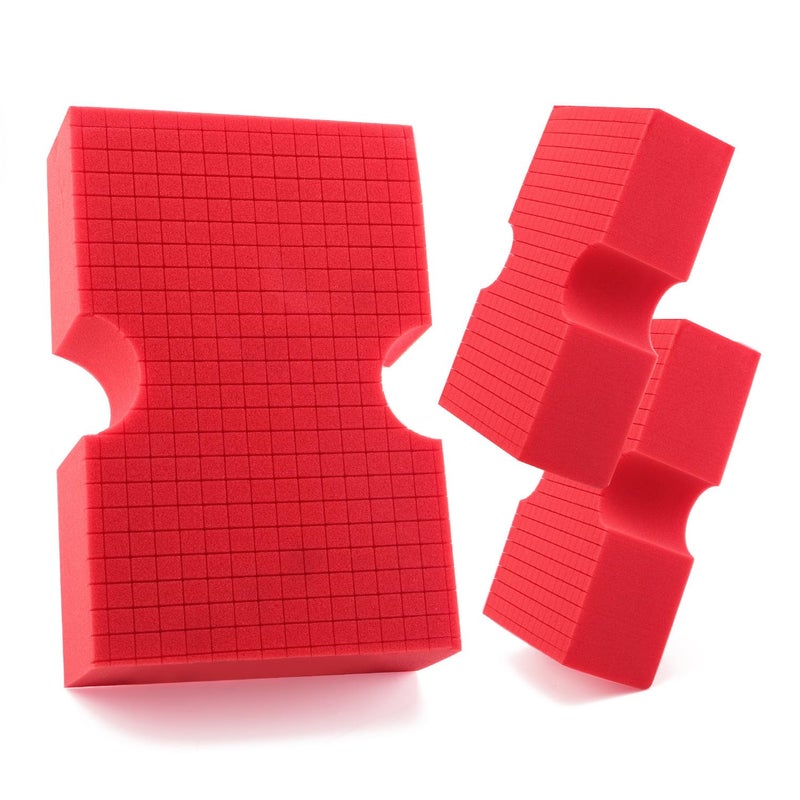 SPTA Car Wash Sponge, SPTA 3 Pack Big Red Sponge, Scratch-Free Car Cleaning Sponge, Durable Cross Cut Grid Sponge for Auto Multi Use Cleaning Washing Surfaces - Image 1